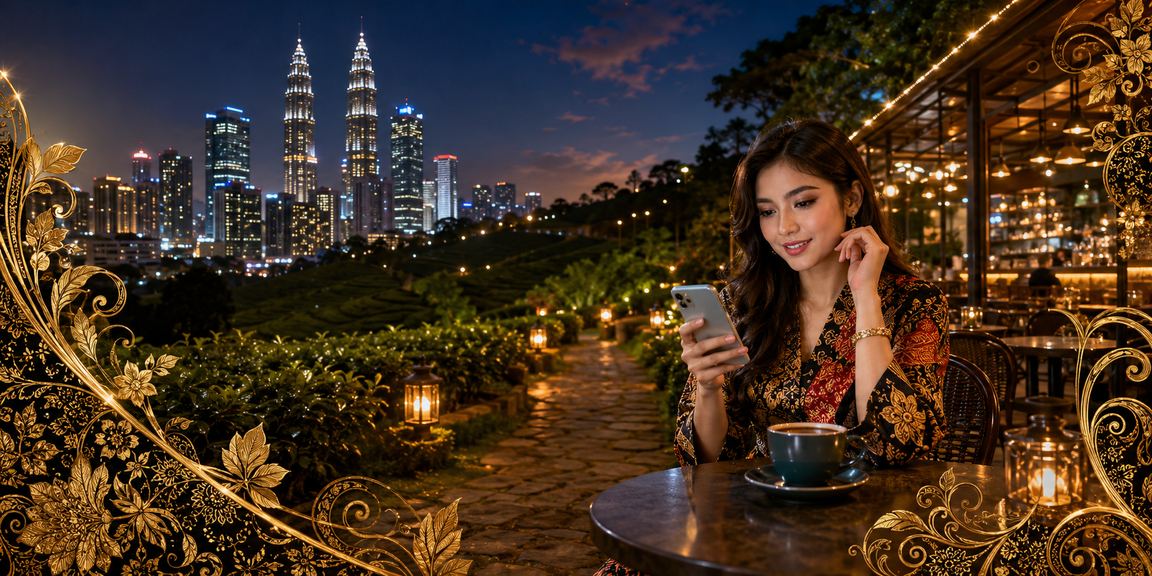 Pengguna Malaysia bermain loteri melalui telefon pintar dalam suasana santai